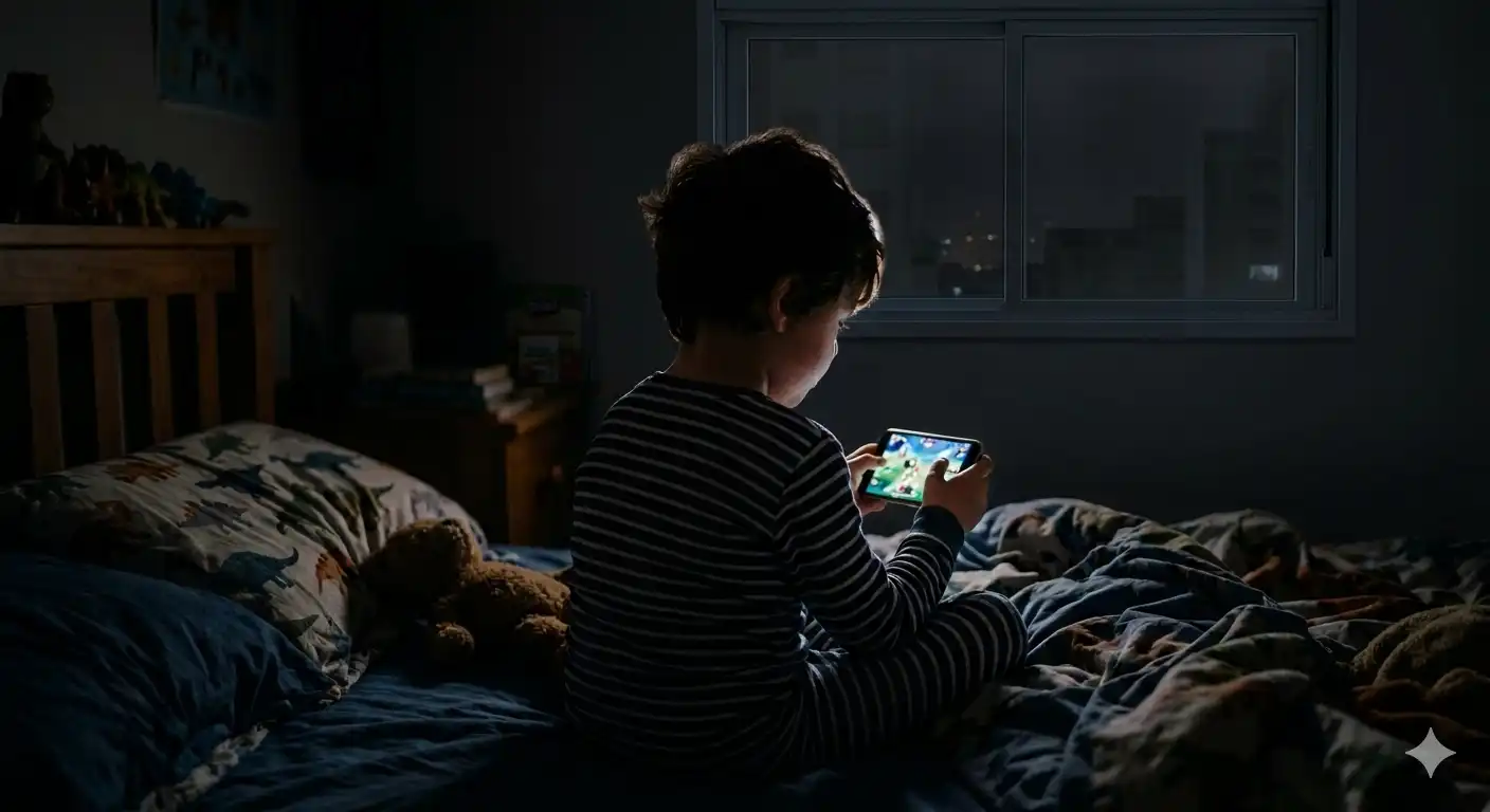 Criança presa ao celular